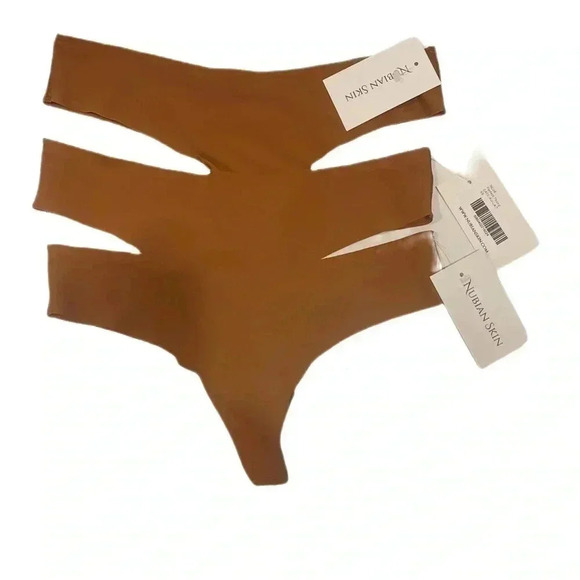 NWT lot x  3 Nubian skin cinnamon stretch Naked perfect thong panty underwear XS - Picture 2 of 2
